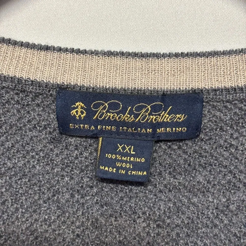 Brooks Brothers Men 100% Merino Wool Sweater Vest XXL 2XL Gray D129 -17